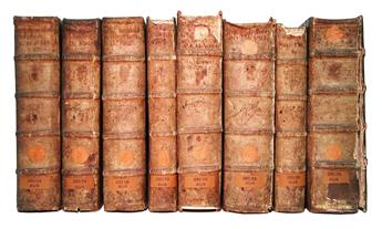 AUGUSTINUS, AURELIUS, Saint.  Prima[-undecima] pars librorum. 11 vols. in 8.  1505-06.  Lacks title to De civitate Dei.